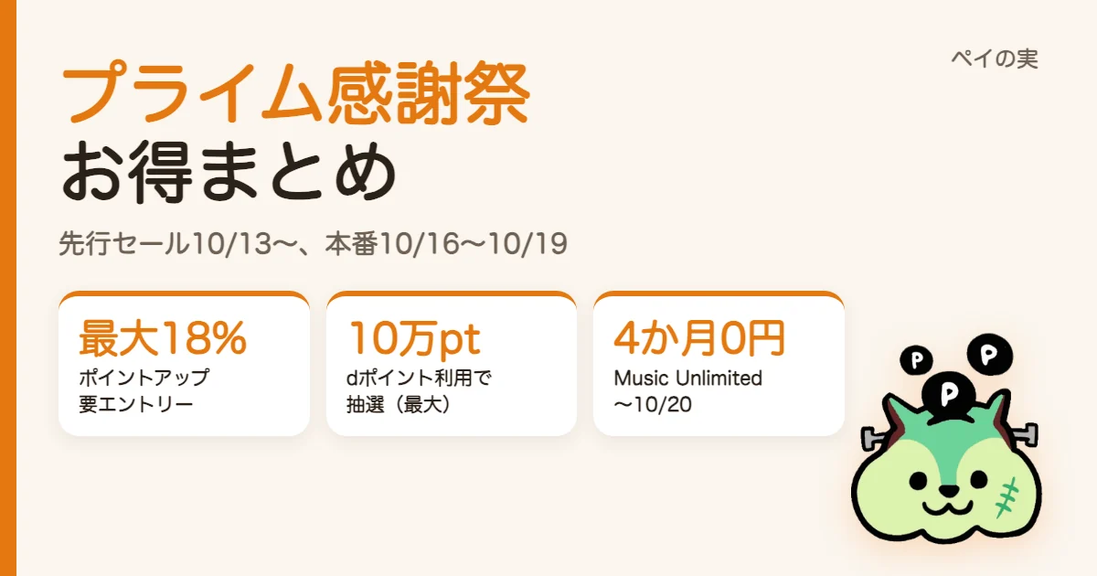 Amazonプライム感謝祭2026まとめ｜ポイントアップのエントリー・抽選・決済キャンペーン